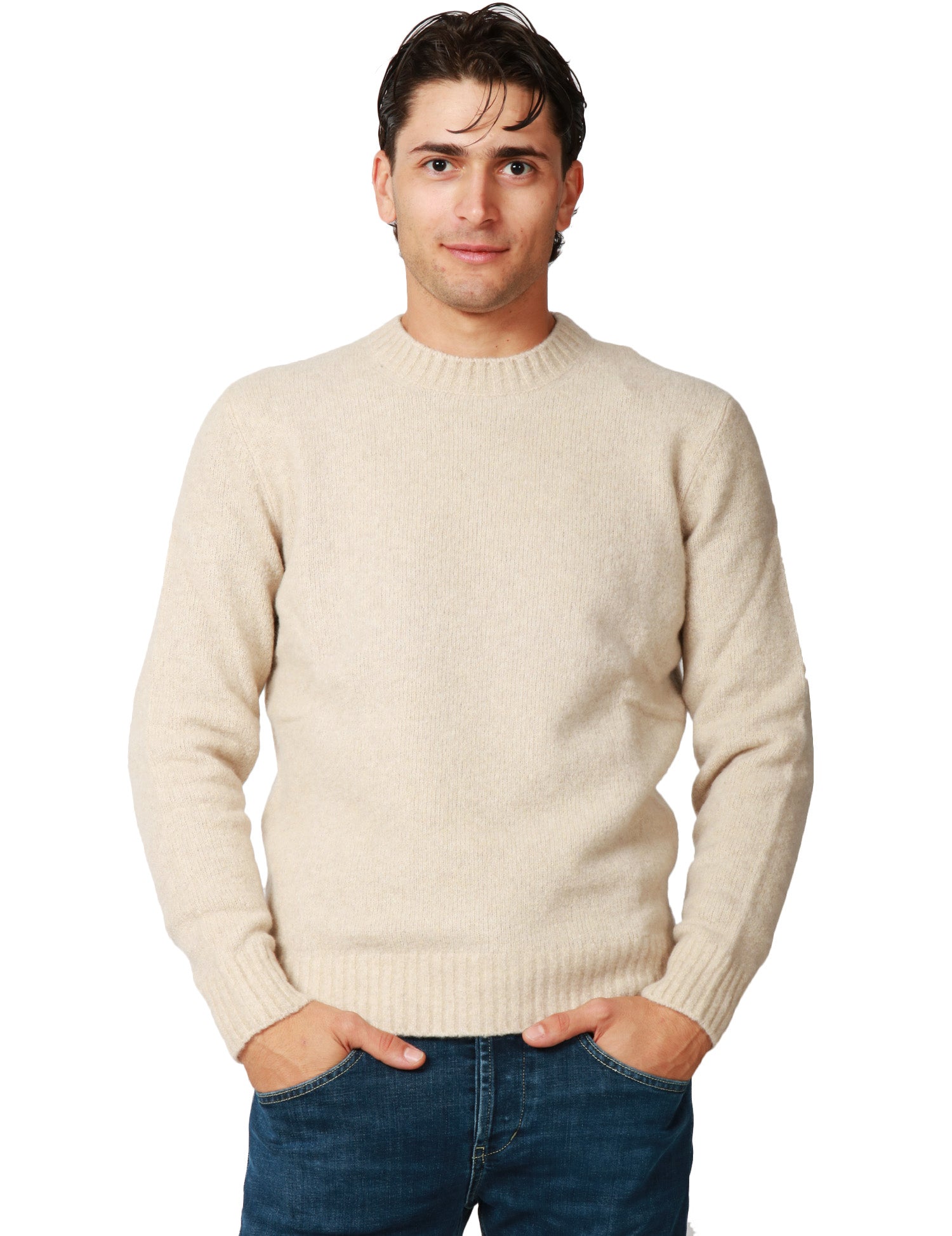 MAGLIONE UOMO KANGRA NATURALE GIROCOLLO RASATO