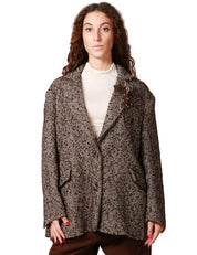 GIACCA OVER DONNA KONTATTO BEIGE/MORO SPIGATA CON SPILLA APPLICATA