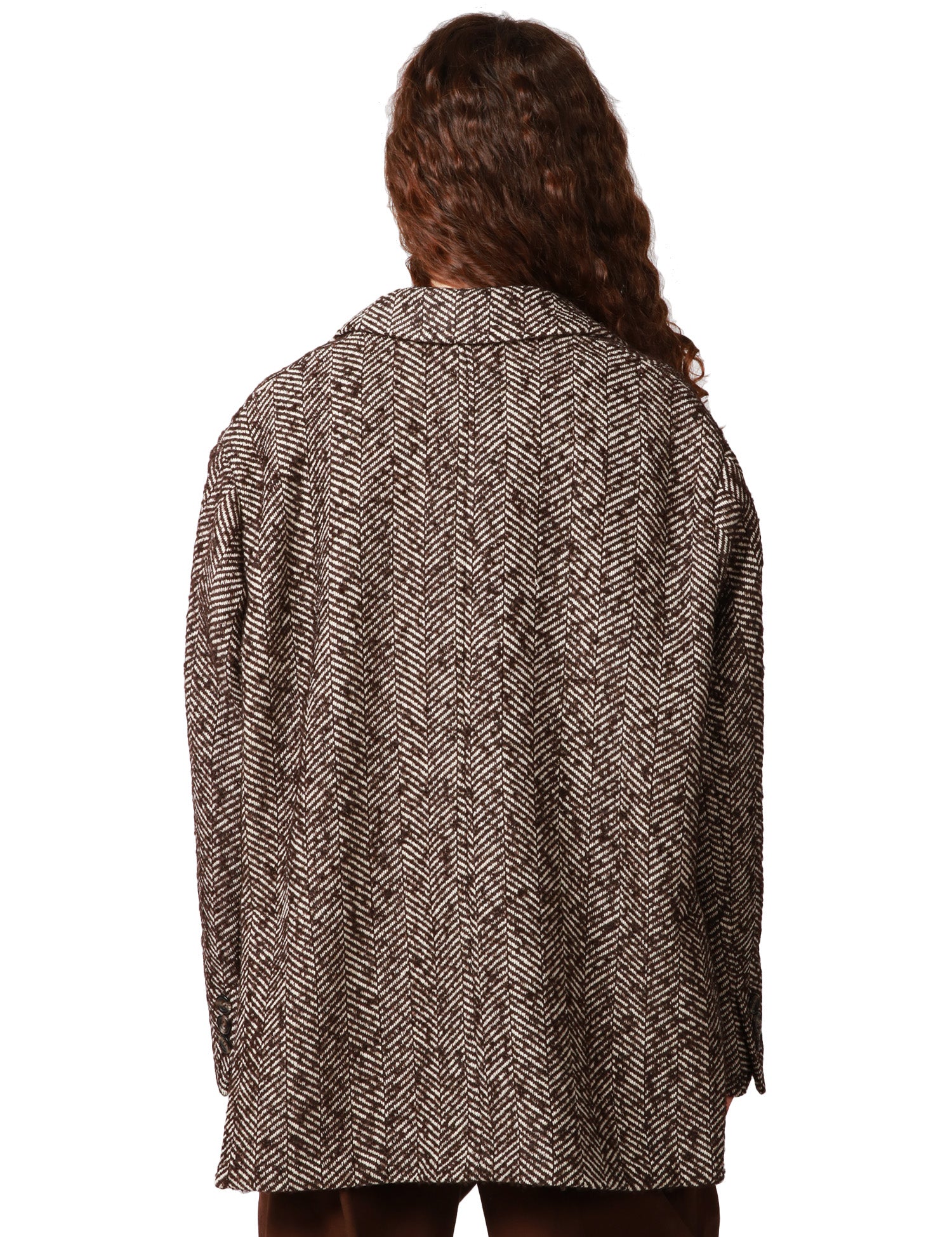 GIACCA OVER DONNA KONTATTO BEIGE/MORO SPIGATA CON SPILLA APPLICATA