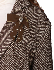 GIACCA OVER DONNA KONTATTO BEIGE/MORO SPIGATA CON SPILLA APPLICATA