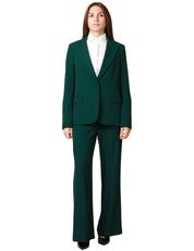 COMPLETO DONNA KONTATTO VERDE BOTTIGLIA CON GIACCA MONOPETTO E PANTALONE PALAZZO