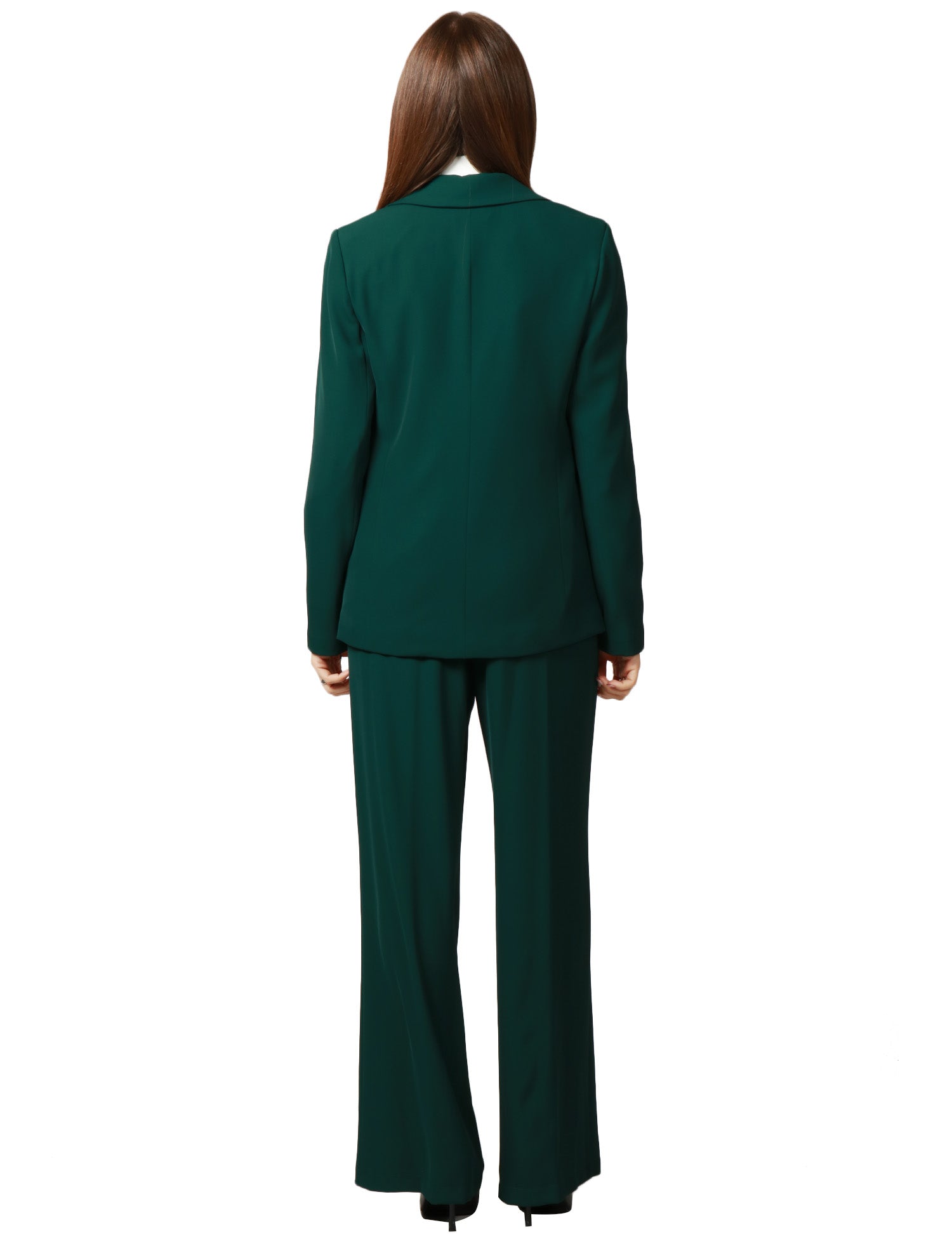 COMPLETO DONNA KONTATTO VERDE BOTTIGLIA CON GIACCA MONOPETTO E PANTALONE PALAZZO