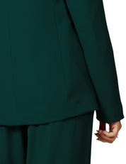 COMPLETO DONNA KONTATTO VERDE BOTTIGLIA CON GIACCA MONOPETTO E PANTALONE PALAZZO