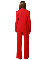 COMPLETO DONNA KONTATTO CILIEGIA GIACCA MONOPETTO E PANTALONE PALAZZO