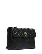 BORSA DONNA KURT GEIGER KENSINGTON X NERA IN PELLE CON DOPPIA TRAPUNTATURA E CHIUSURA A TESTA D'AQUILA CON CRISTALLI