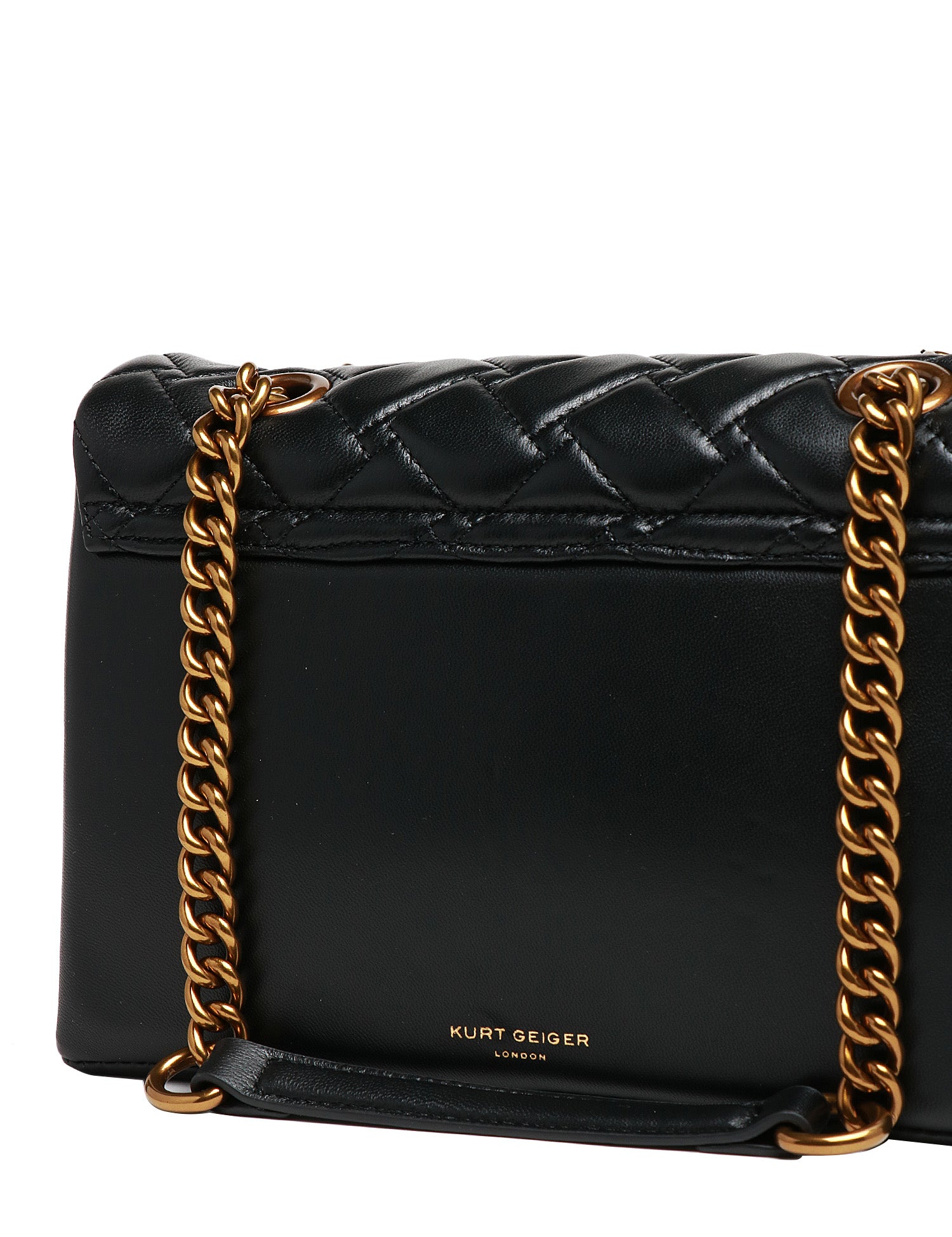 BORSA DONNA KURT GEIGER KENSINGTON X NERA IN PELLE CON DOPPIA TRAPUNTATURA E CHIUSURA A TESTA D'AQUILA CON CRISTALLI