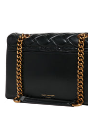 BORSA DONNA KURT GEIGER KENSINGTON X NERA IN PELLE CON DOPPIA TRAPUNTATURA E CHIUSURA A TESTA D'AQUILA CON CRISTALLI