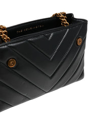 BORSA DONNA KURT GEIGER KENSINGTON X NERA IN PELLE CON DOPPIA TRAPUNTATURA E CHIUSURA A TESTA D'AQUILA CON CRISTALLI
