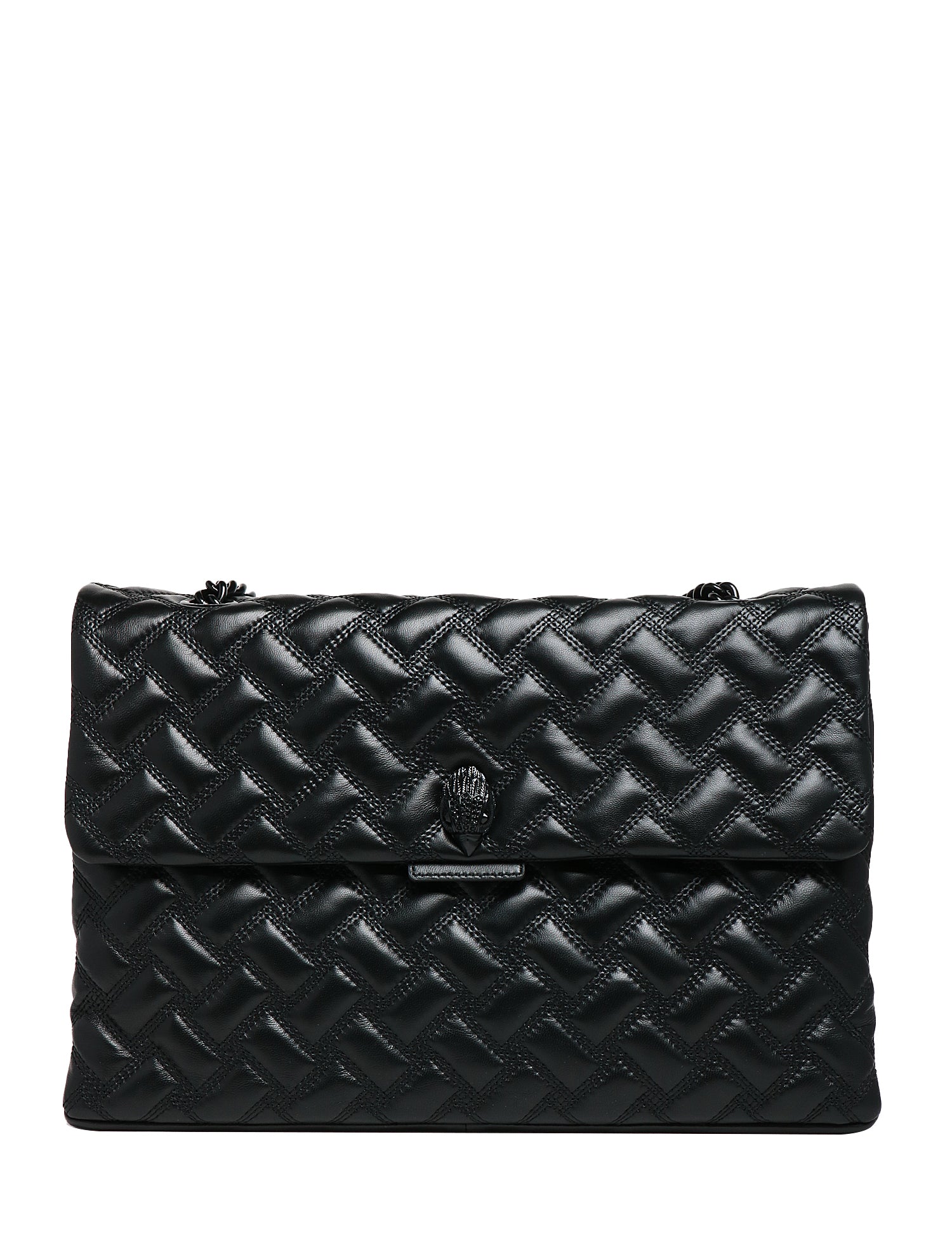 BORSA KURT GEIGER KENSINGTON DRENCH BLACK XXL IN NAPPA CON IMPUNTURA IMBOTTITA E TESTA DI AQUILA IN TONO