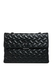 BORSA KURT GEIGER KENSINGTON DRENCH BLACK XXL IN NAPPA CON IMPUNTURA IMBOTTITA E TESTA DI AQUILA IN TONO