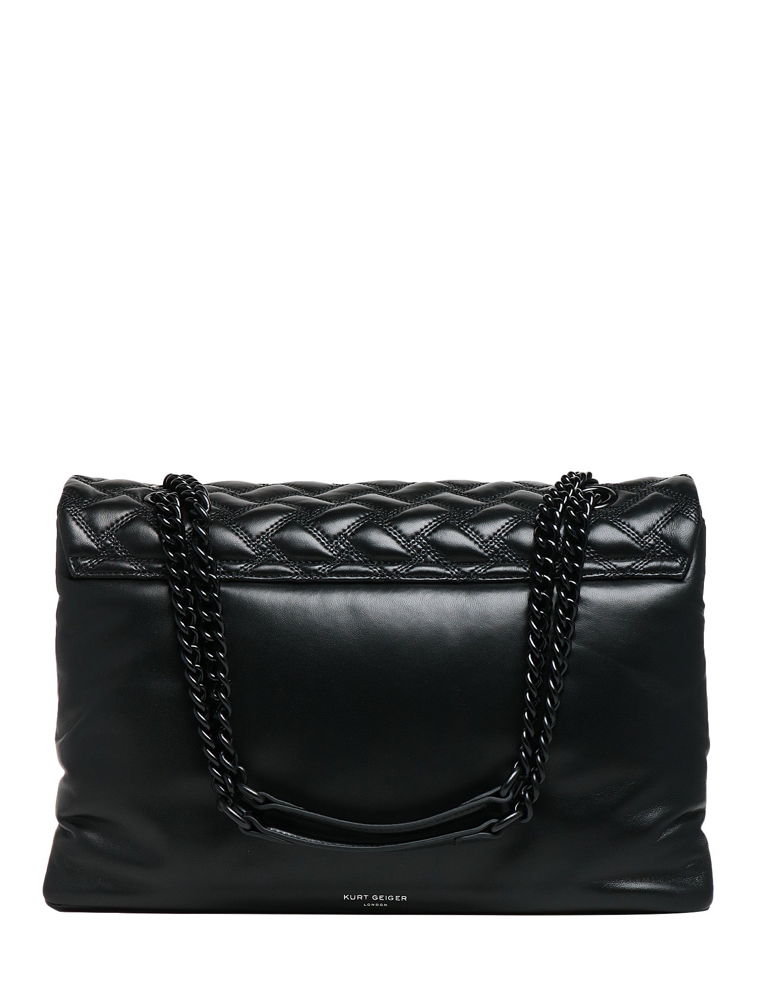 BORSA KURT GEIGER KENSINGTON DRENCH BLACK XXL IN NAPPA CON IMPUNTURA IMBOTTITA E TESTA DI AQUILA IN TONO