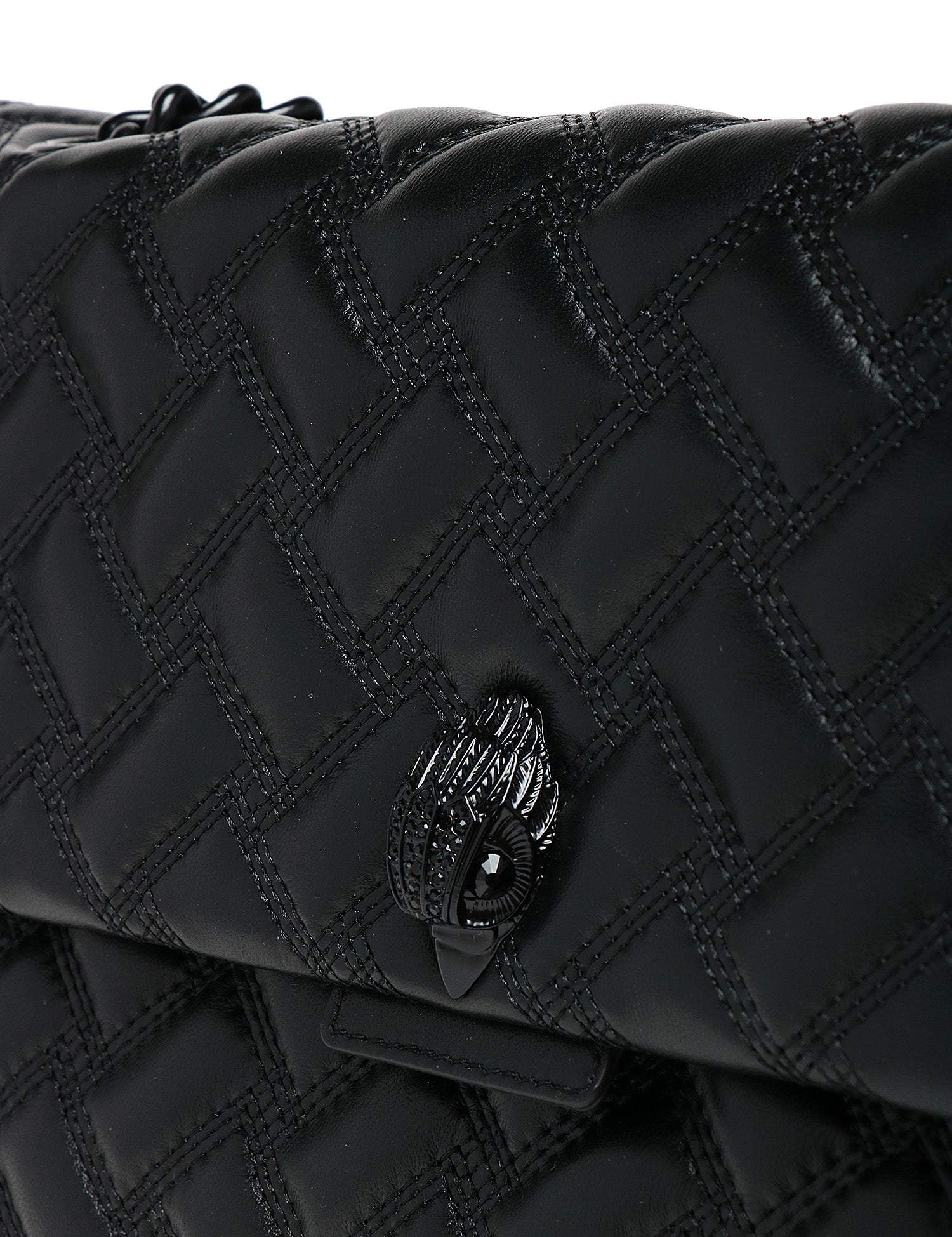 BORSA KURT GEIGER KENSINGTON DRENCH BLACK XXL IN NAPPA CON IMPUNTURA IMBOTTITA E TESTA DI AQUILA IN TONO