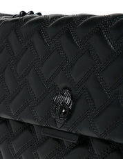 BORSA KURT GEIGER KENSINGTON DRENCH BLACK XXL IN NAPPA CON IMPUNTURA IMBOTTITA E TESTA DI AQUILA IN TONO