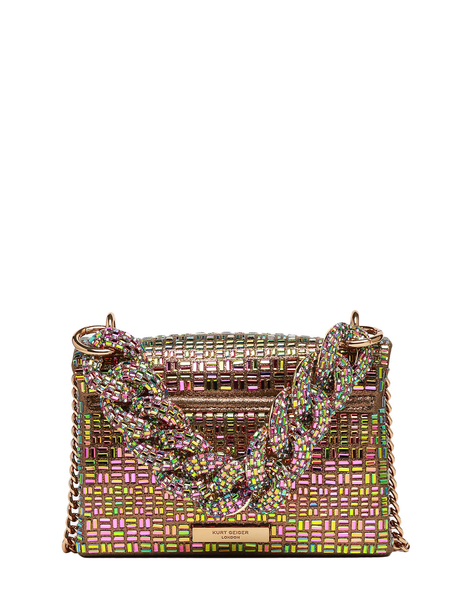 BORSA DONNA KURT GEIGER KENSINGTON CHAIN GOLD MULTICOLOR CON CATENA E TRACOLLA