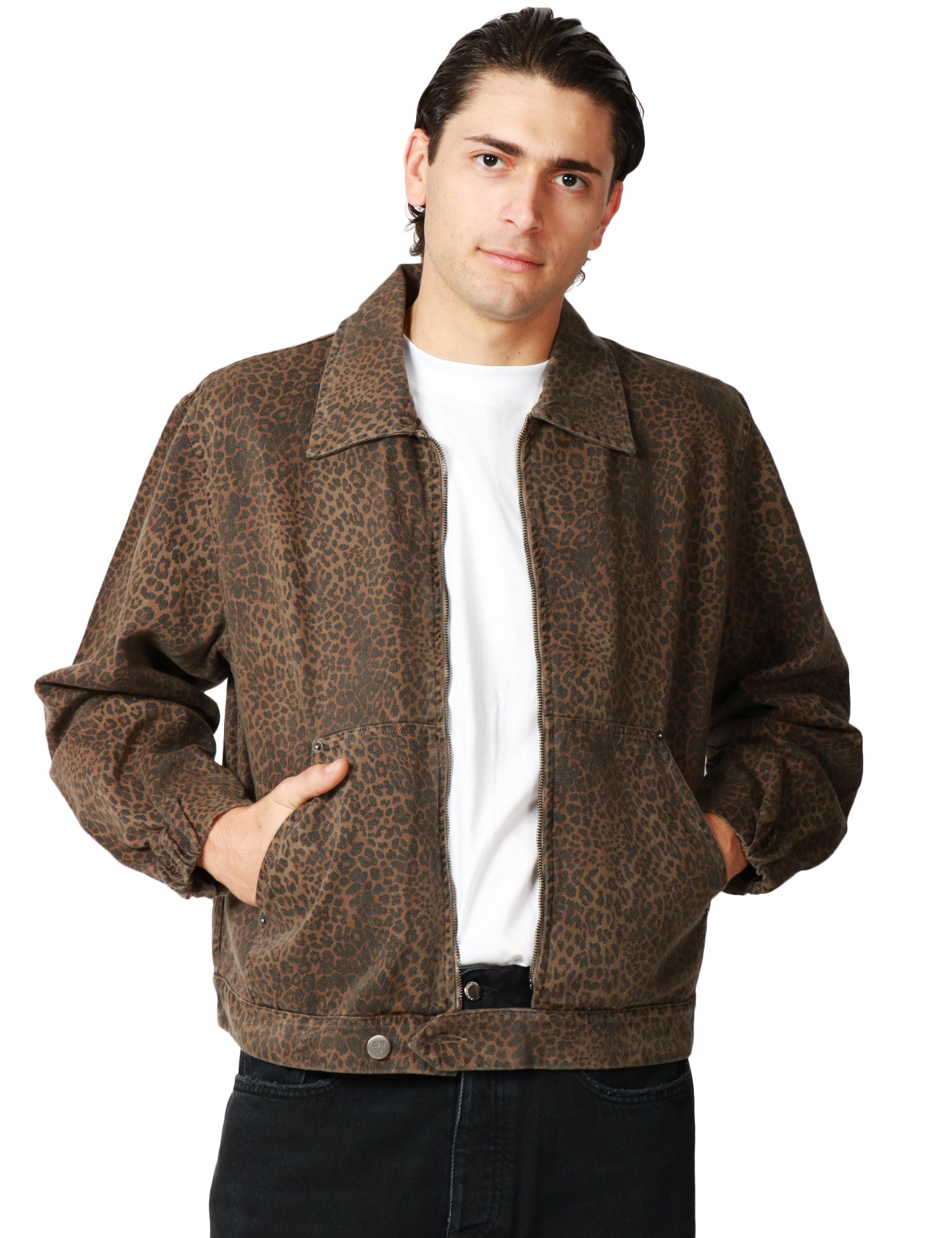 GIUBBOTTO BOMBER UOMO MAISON CRAZY WORKER 2.0 LEOPARD CON COLLETTO E ZIP