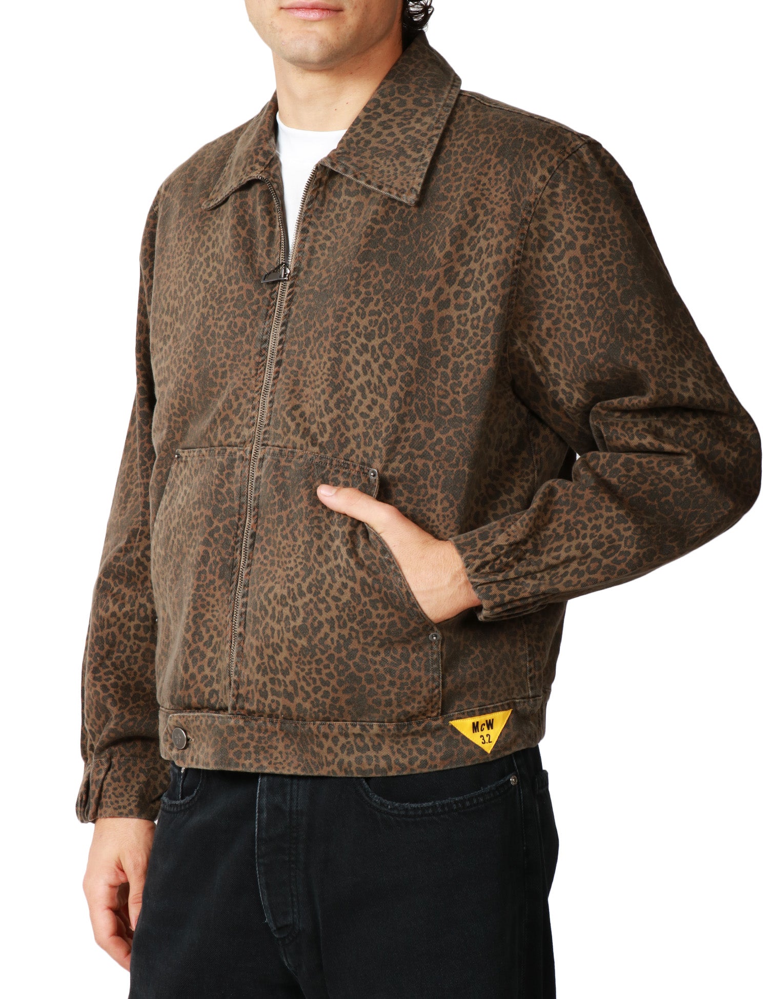 GIUBBOTTO BOMBER UOMO MAISON CRAZY WORKER 2.0 LEOPARD CON COLLETTO E ZIP