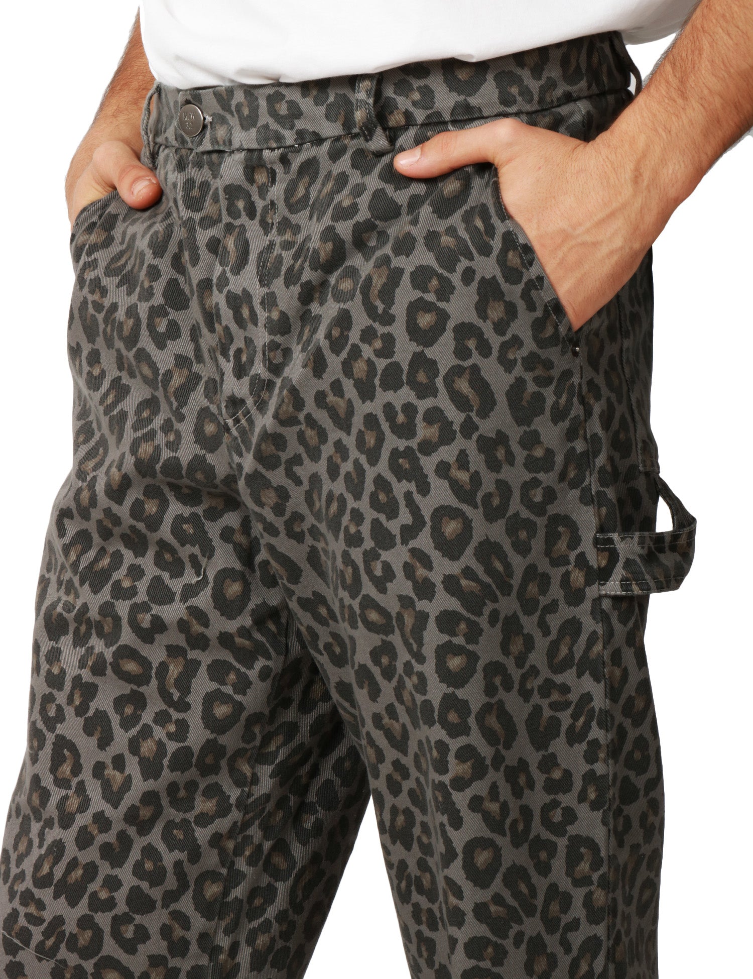PANTALONE UOMO MAISON CRAZY WORKER 3.2 GREY LEOPARD IN COTONE