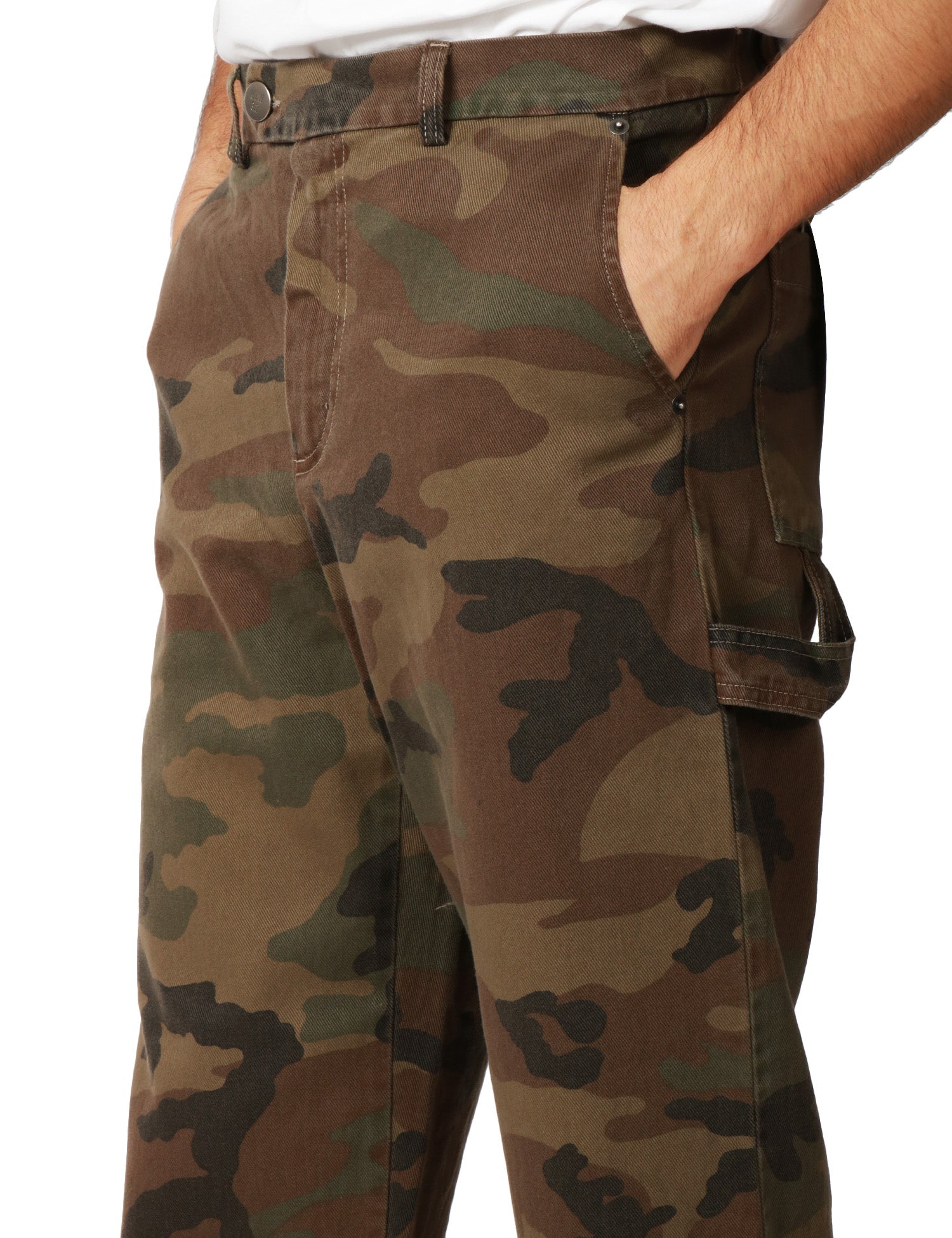 PANTALONE UOMO MAISON CRAZY WORKER 3.2 NUT CAMOUFLAGE MODELLO WORKER FOREST IN COTONE