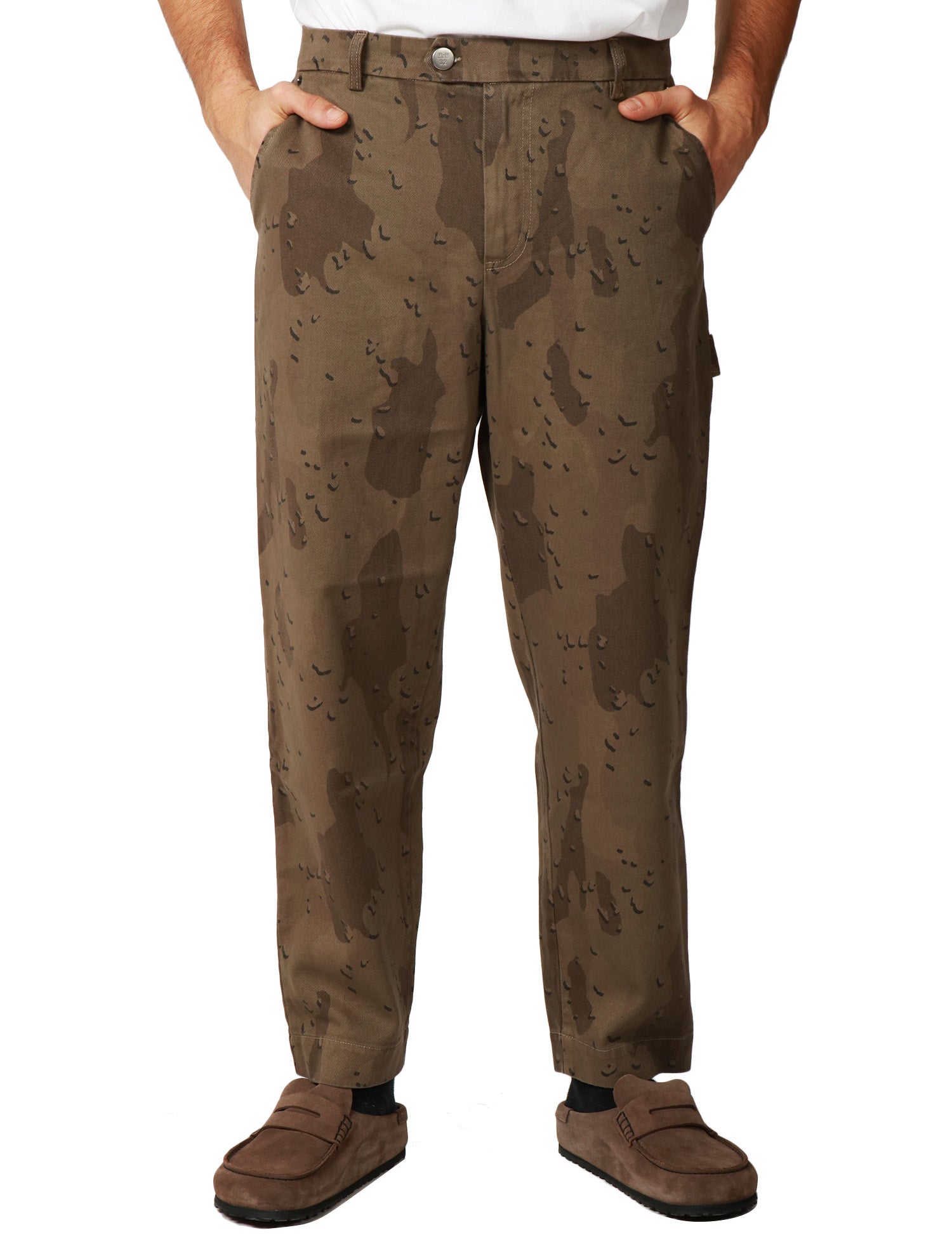 PANTALONE UOMO MAISON CRAZY WORKER 3.2 NUT DESERT STAMPATO IN COTONE