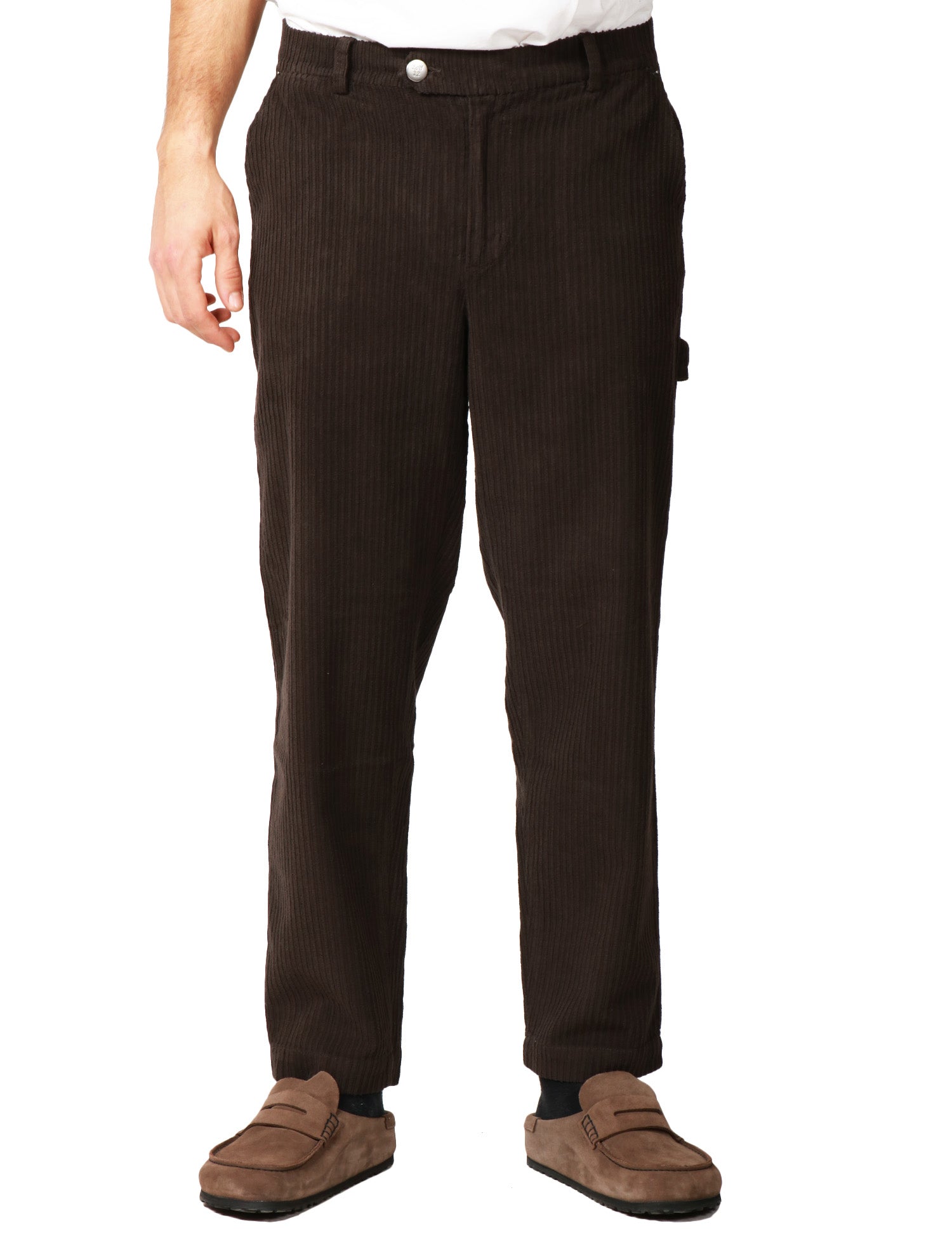 PANTALONE UOMO MAISON CRAZY WORKER 3.2 CIOCCOLATO IN VELLUTO DI COTONE A COSTE