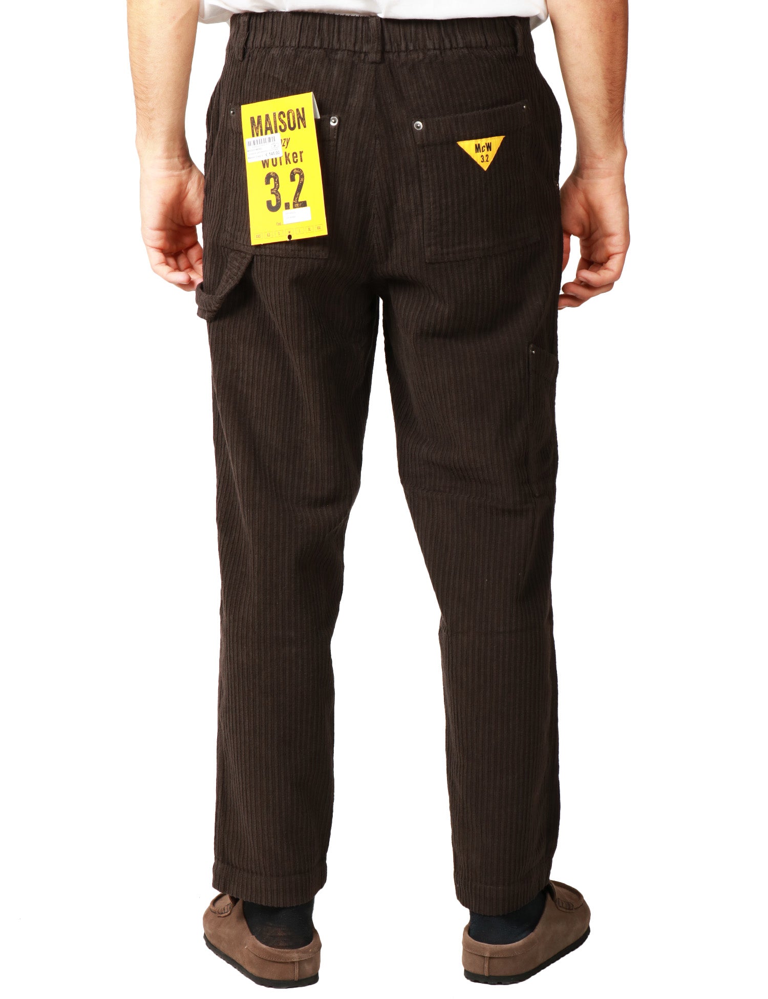 PANTALONE UOMO MAISON CRAZY WORKER 3.2 CIOCCOLATO IN VELLUTO DI COTONE A COSTE