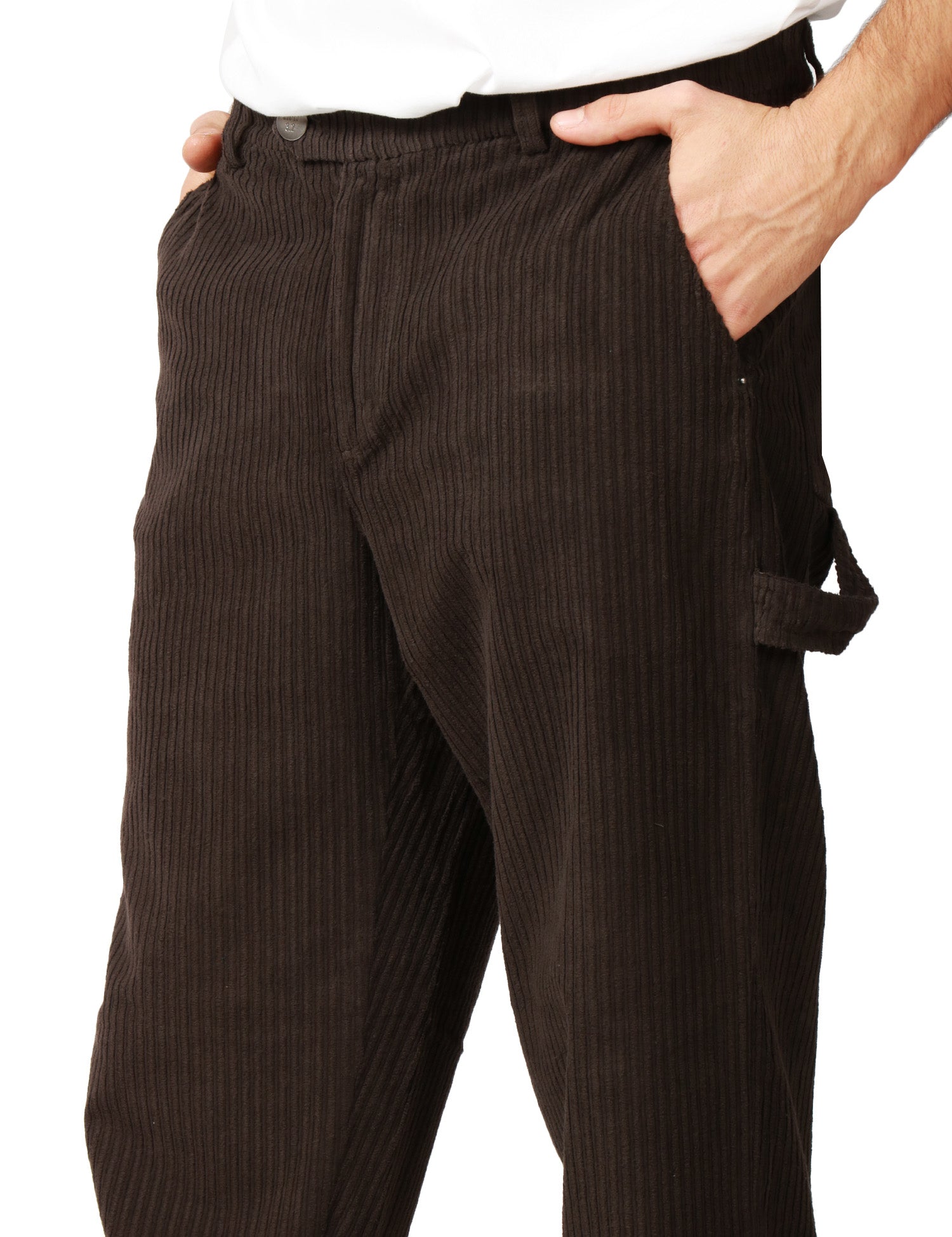 PANTALONE UOMO MAISON CRAZY WORKER 3.2 CIOCCOLATO IN VELLUTO DI COTONE A COSTE