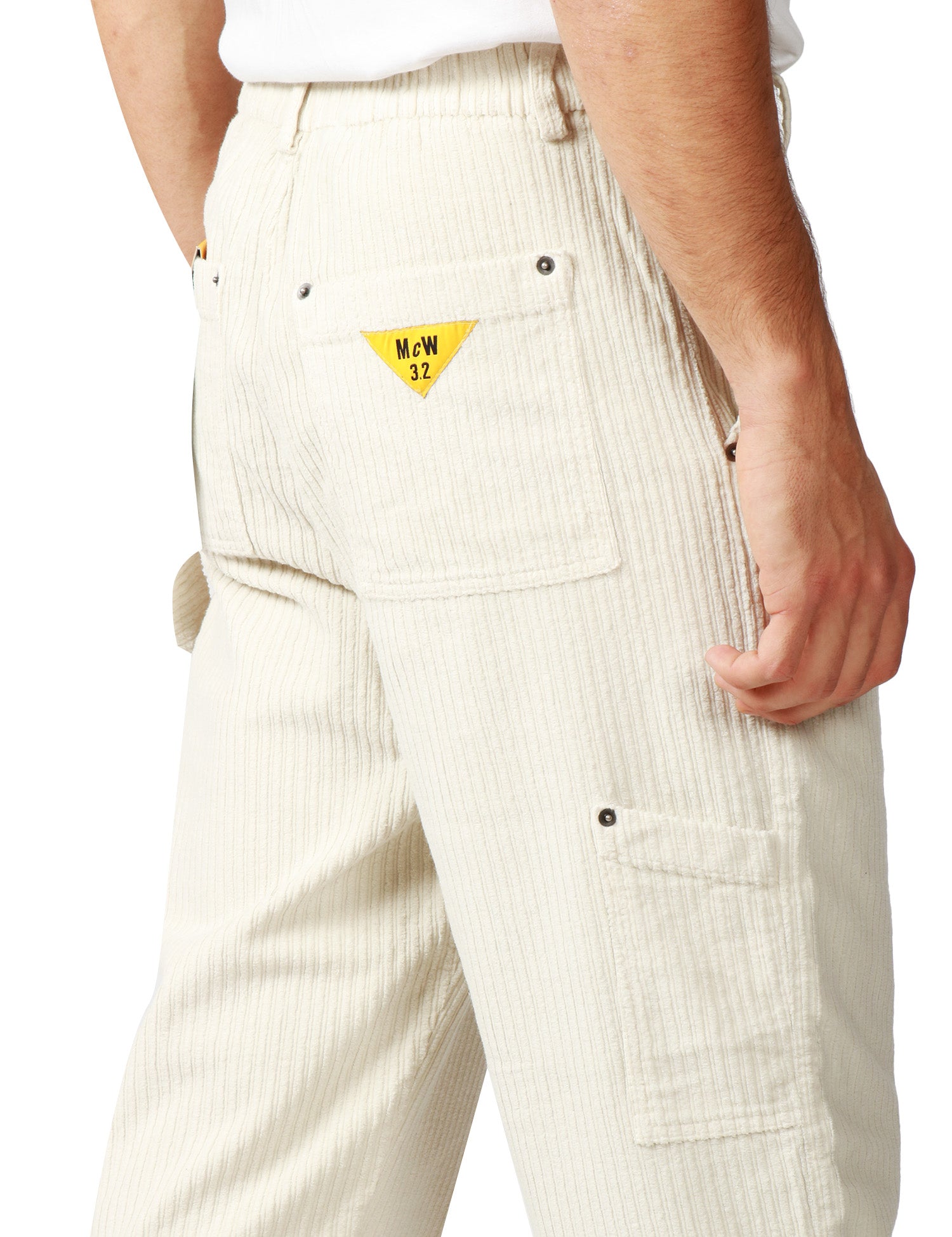 PANTALONE UOMO MAISON CRAZY WORKER 3.2 OFF WHITE MODELLO WORKER IN VELLUTO DI COTONE A COSTE