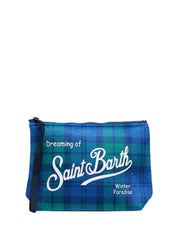 POCHETTE MC 2 SAINT BARTH ALINE STAMPA TARTAN BLU/VERDE E LOGO