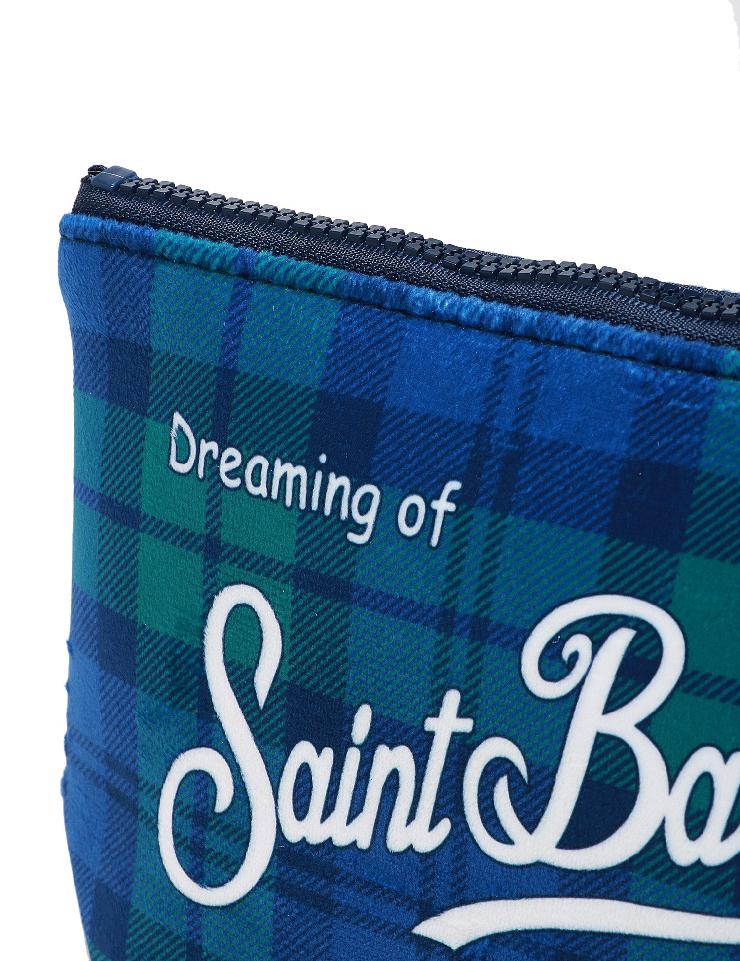 POCHETTE MC 2 SAINT BARTH ALINE STAMPA TARTAN BLU/VERDE E LOGO