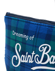 POCHETTE MC 2 SAINT BARTH ALINE STAMPA TARTAN BLU/VERDE E LOGO