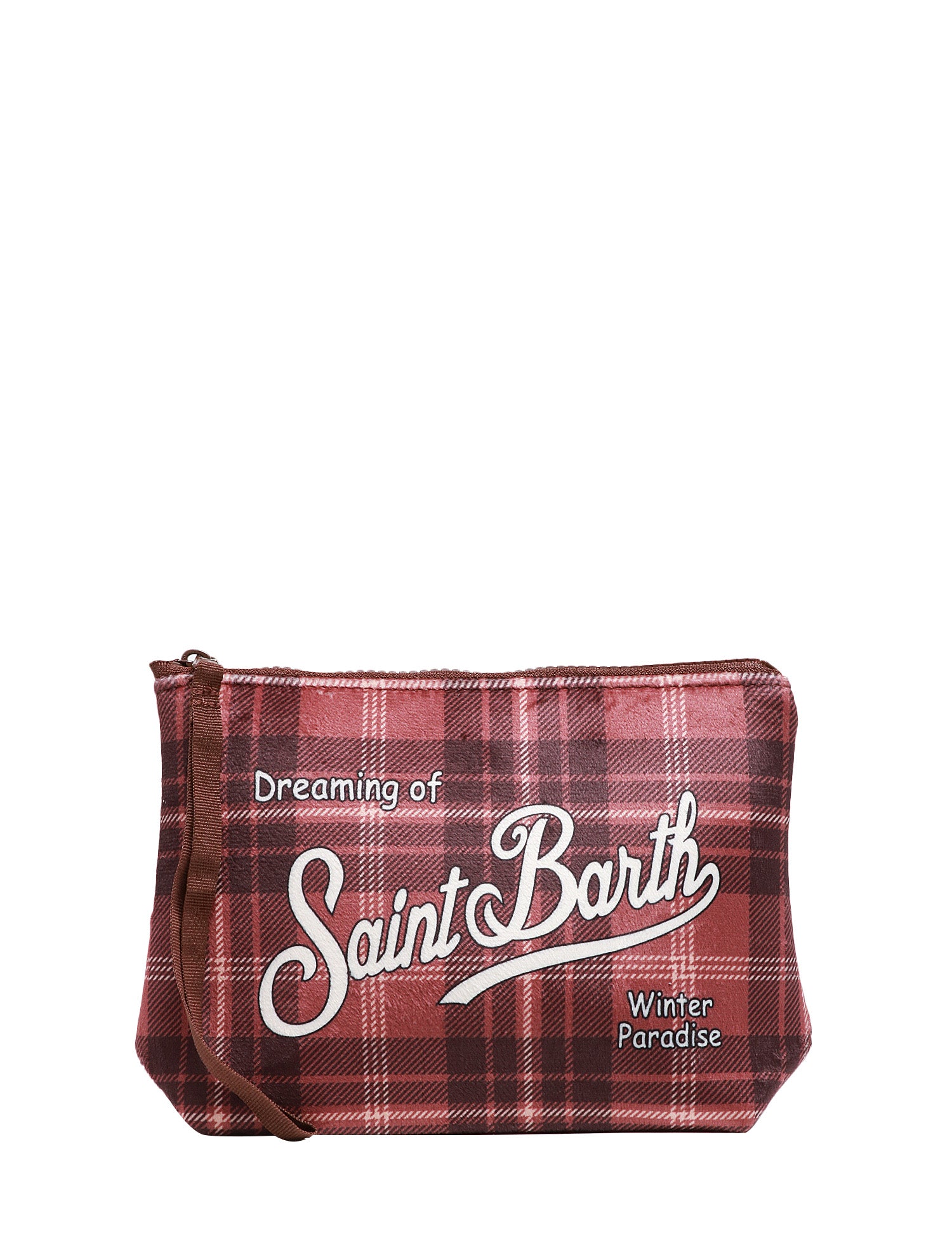 POCHETTE MC 2 SAINT BARTH ALINE BROWN BRITISH PLAID CON STAMPA LOGO
