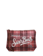POCHETTE MC 2 SAINT BARTH ALINE BROWN BRITISH PLAID CON STAMPA LOGO