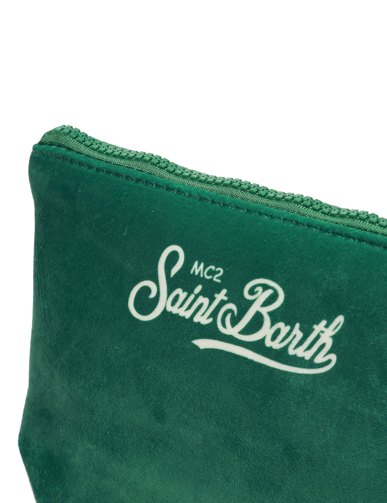 POCHETTE MC 2 SAINT BARTH ALINE VERDE CON STAMPA WATCH "BUSY FROM DAY TO NIGHT"