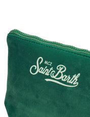 POCHETTE MC 2 SAINT BARTH ALINE VERDE CON STAMPA WATCH "BUSY FROM DAY TO NIGHT"