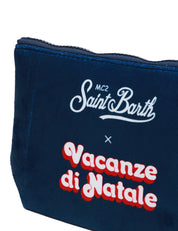 POCHETTE MC 2 SAINT BARTH ALINE BLU EDIZIONE SPECIALE CON STAMPA "SOLE, WHISKY E SEI IN POLE POSITION" LIMITED EDITION