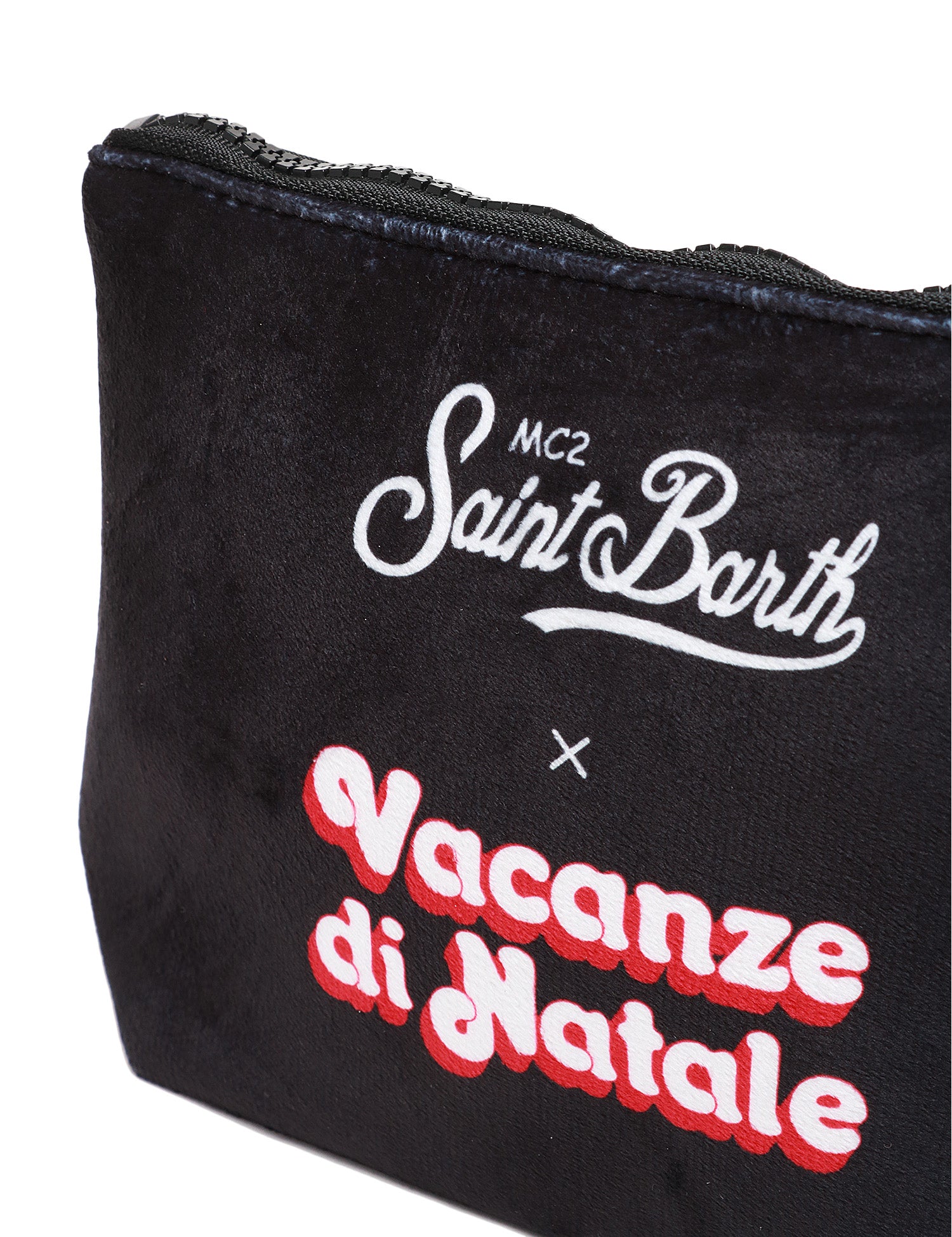 POCHETTE MC 2 SAINT BARTH ALINE NERA EFFETTO LANA CON STAMPA "E NUN M'ANGOSCIà"