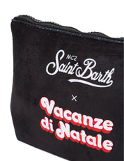 POCHETTE MC 2 SAINT BARTH ALINE NERA EFFETTO LANA CON STAMPA "E NUN M'ANGOSCIà"