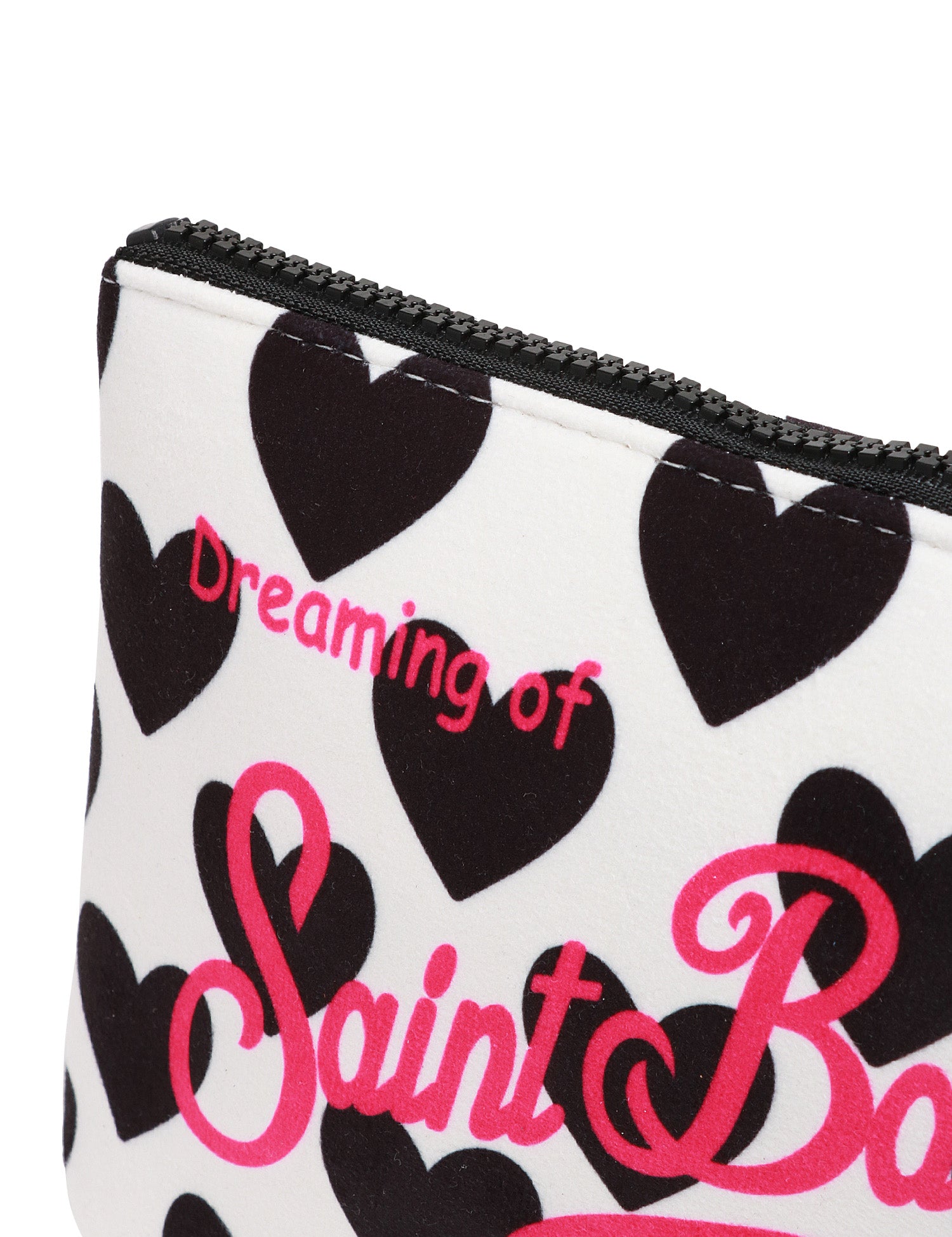 POCHETTE MC 2 SAINT BARTH ALINE BIANCO/NERA CON CUORI E LOGO STAMPATO