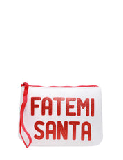POCHETTE MC 2 SAINT BARTH ALINE BIANCO/ROSSO CON STAMPA "FATEMI SANTA"