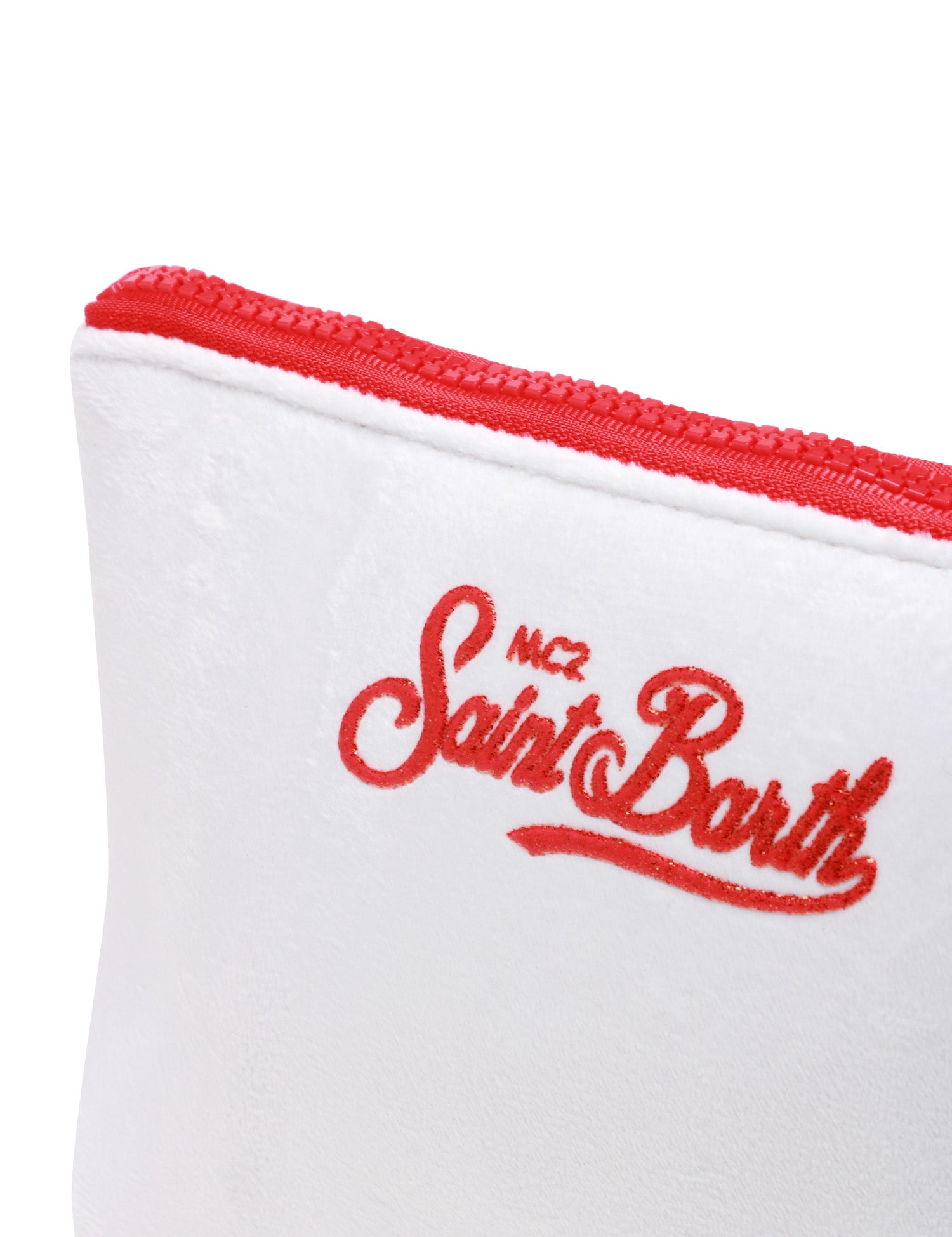 POCHETTE MC 2 SAINT BARTH ALINE BIANCO/ROSSO CON STAMPA "FATEMI SANTA"