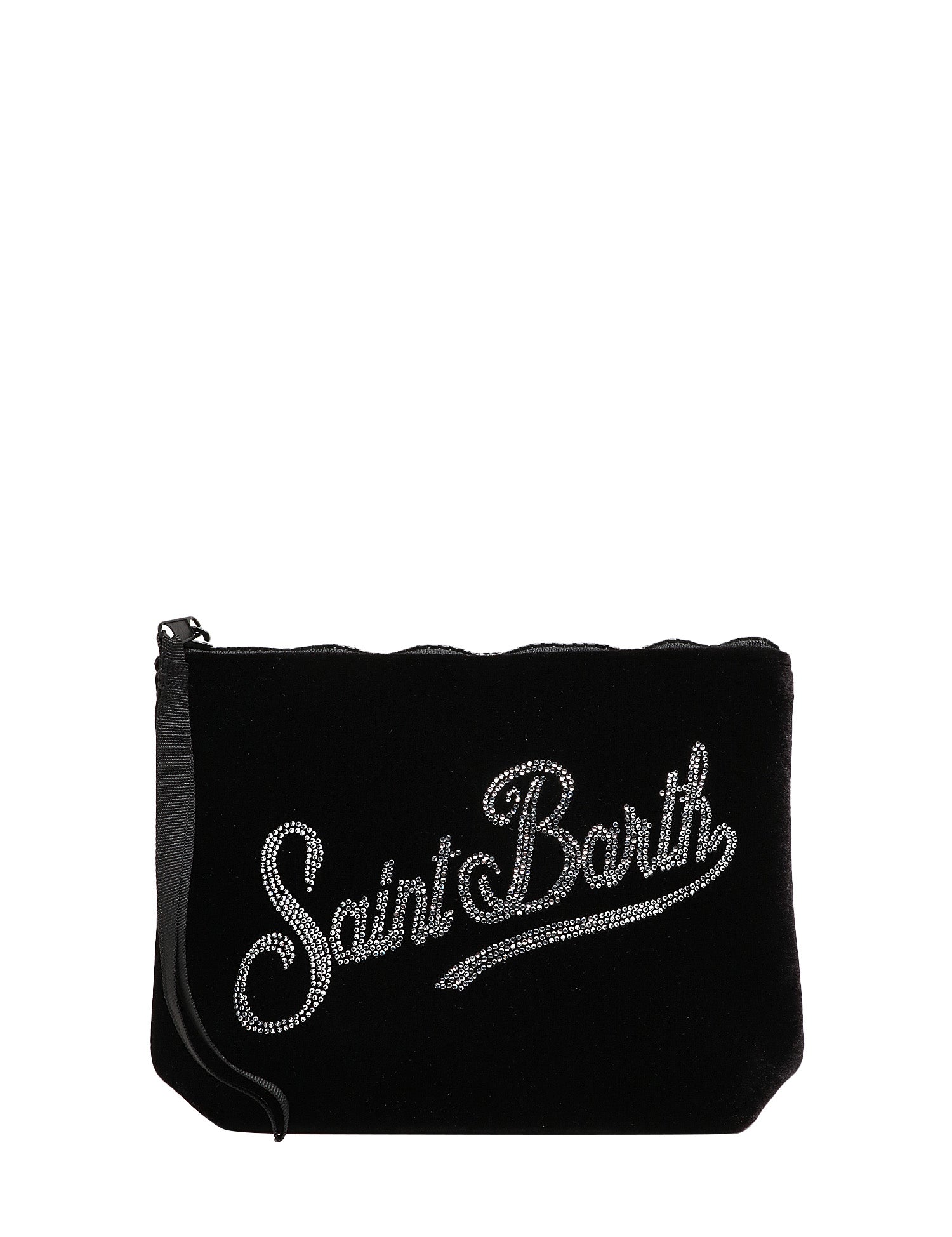 POCHETTE MC 2 SAINT BARTH ALINE NERO IN VELLUTO E STRASS