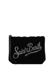 POCHETTE MC 2 SAINT BARTH ALINE NERO IN VELLUTO E STRASS