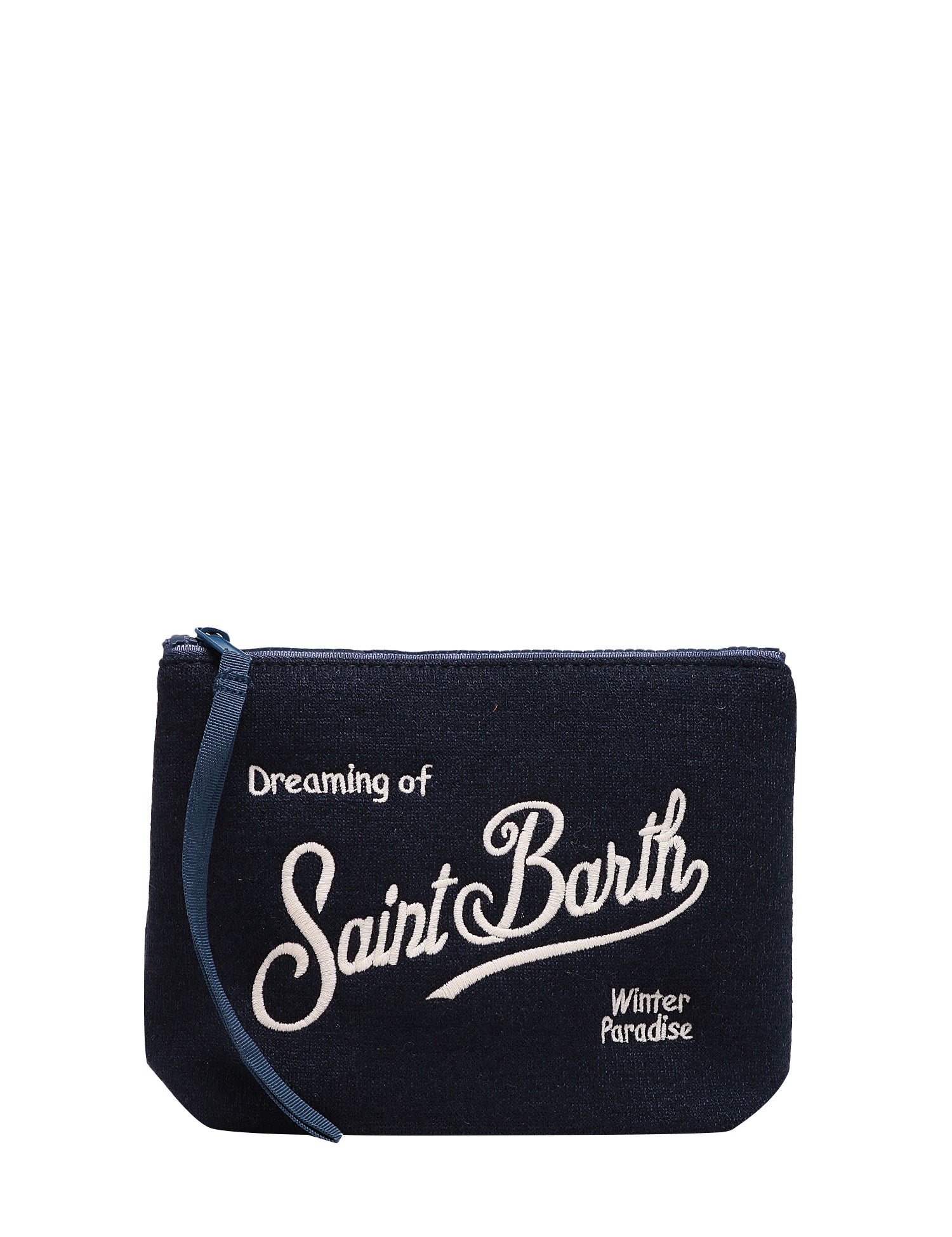 POCHETTE MC 2 SAINT BARTH ALINE WOOL BLU E CON RICAMO LOGO BIANCO