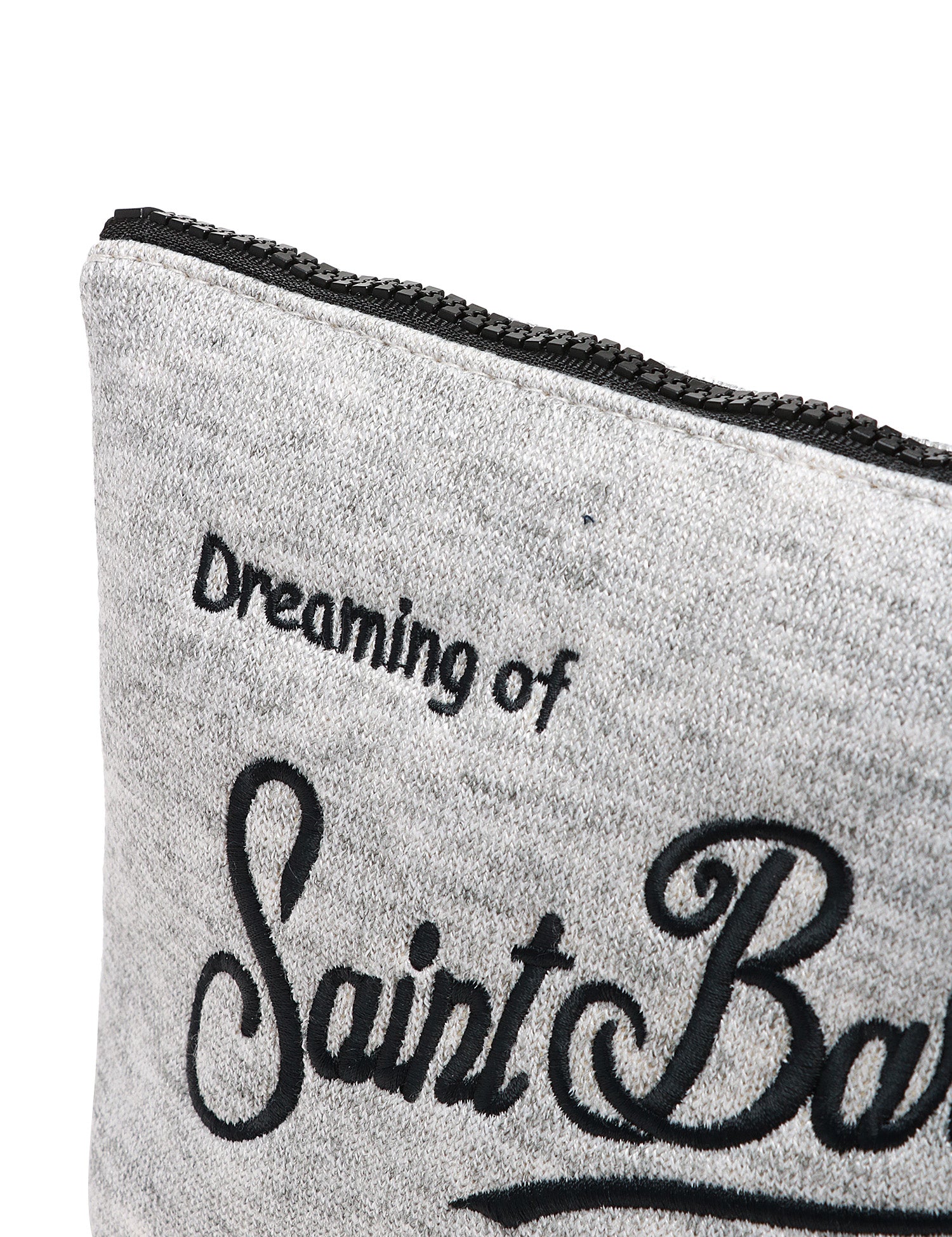 POCHETTE MC 2 SAINT BARTH ALINE WOOL GRIGIO MELANGE CON RICAMO LOGO BLU