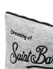 POCHETTE MC 2 SAINT BARTH ALINE WOOL GRIGIO MELANGE CON RICAMO LOGO BLU