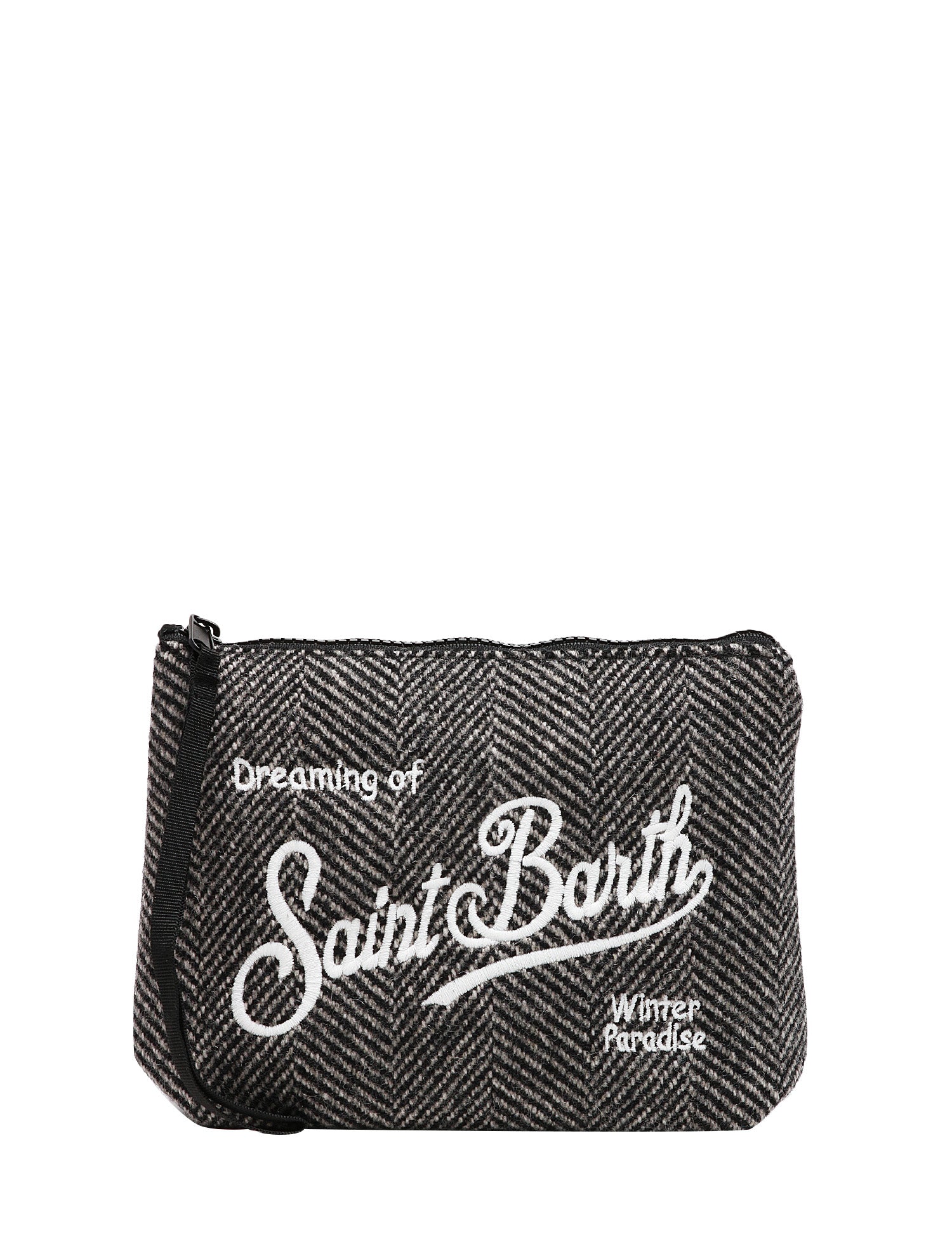 POCHETTE MC 2 SAINT BARTH ALINE GRIGIO IN MISTO LANA SPIGATO CON RICAMO LOGO