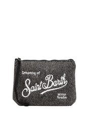 POCHETTE MC 2 SAINT BARTH ALINE GRIGIO IN MISTO LANA SPIGATO CON RICAMO LOGO