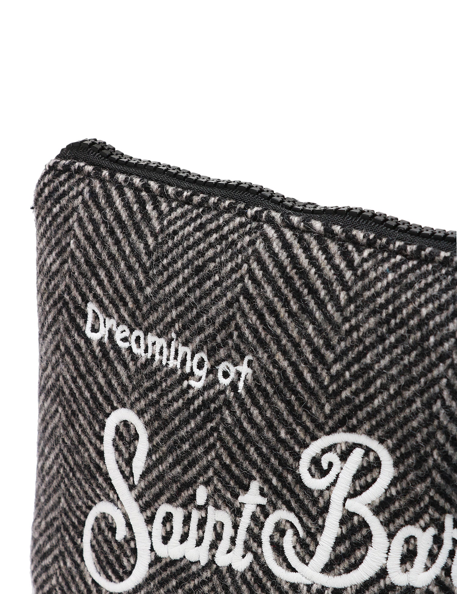 POCHETTE MC 2 SAINT BARTH ALINE GRIGIO IN MISTO LANA SPIGATO CON RICAMO LOGO