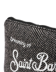 POCHETTE MC 2 SAINT BARTH ALINE GRIGIO IN MISTO LANA SPIGATO CON RICAMO LOGO