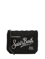 POCHETTE MC 2 SAINT BARTH ALINE NERA IN TWEED LUREX CON RICAMO LOGO